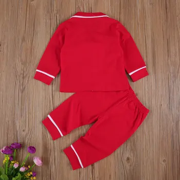 Criança Bebê 2 Peças De Conjuntos De Pijama De Manga Longa Lapela Botões De Camisa Top + Calça Comprida Casual, Roupa De Homewear