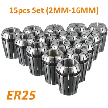 15Pcs/Set ER25 Collet Ferramenta de Precisão Primavera Collet Conjunto 2-16mm CNC Mandril porta-Pinça Para torneamento Ferramentas e Motores de Eixo