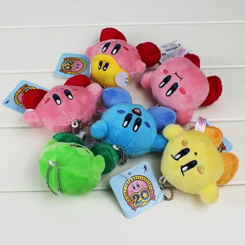 6Pcs/monte Novo Kirby brinquedos de Pelúcia em Pé Pose Boneca de Pelúcia Pingente de Brinquedos 7cm Kirby Chaveiros de pelúcia