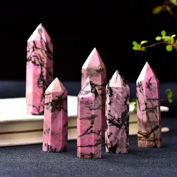 1PC um Cristal Natural Ponto de Rosa turmalina Cura Obelisco Quartzo Rosa Varinha de Enfeite para Decoração de Casa a Energia Reiki Pirâmide de Pedra