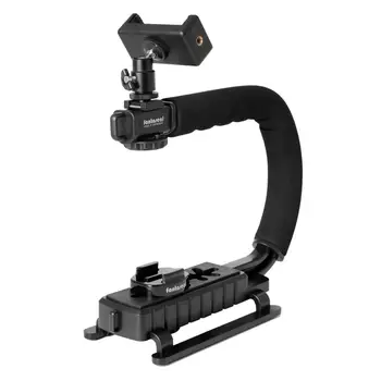 Estabilizador de U-grip C-forma de Aperto de Mão Titular da Câmara Steadycam Montagem Portátil do Suporte de Equipamento para Gopro Hero 7 6 5 4 3+ a Sony Action Cam