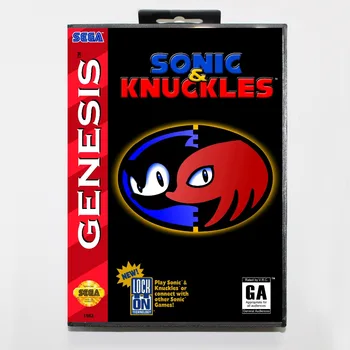 Sonic E Knuckles 16 Bits MD Cartão de Jogo Incluem a Caixa de Varejo Para o Sega Genesis & Mega Drive