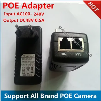 DC48 V 0,5 A 100 mbps Base-T Injetor PoE Adaptador de Alimentação Compatível para IEEE802.3af de entrada de AC100-240V Suporte a POE câmara