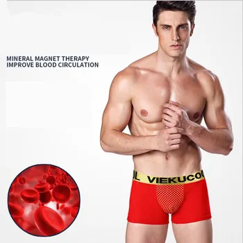 Calças de Moda de roupa íntima para Homens de Geração de Turmalina Gelo Seda Respirável Homens mais Sexy de lingerie Britânica de Terapia Magnética Boxer