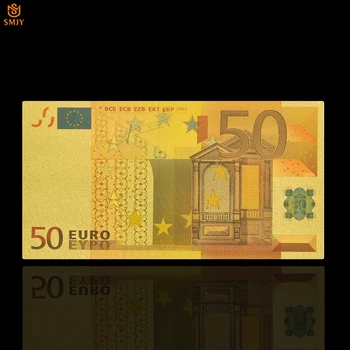 10Pcs/Lot Cor Euro Ouro de Notas de 50 Euros, Folha de Ouro de Notas, Lembranças de Papel-moeda de Coleção