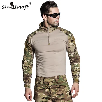 SINAIRSOFT Tático G3 BDU Camuflagem Combate Uniforme de Airsoft Camisa Calças Com joelheiras Militar Multicam Caça a Roupa de Camo