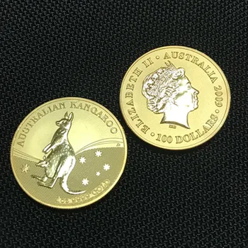 3 Pcs Não Magnético Australiano Kangroo animal de 2009 emblema do banhado a ouro de 24K de bronze, de 32,6 mm Elizabeth colecionáveis sourvenir Moeda