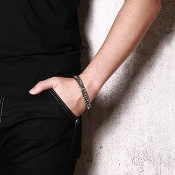 Vnox Simples Bracelete Pulseiras para Homens de Pulso de Aço Inoxidável Mão Cadeia 17/19/20cm