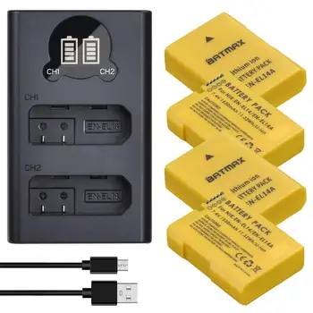Batmax EN-EL14 PT-EL14A EL14 Bateria+LED USB Carregador Dual para Nikon D3100 D3200 D3300 D3400 D3500 D5600 D5100 D5200 P7000