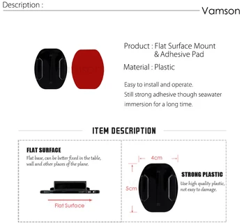Vamson para os Acessórios GoPro Helmet Extensão do Braço de Montagem Para Go pro Hero 4 3+ para o Xiaomi para SJ4000 yi Câmera, Ação VS50