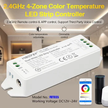 Nova Atualização de 2,4 GHz 4-Zona de Temperatura de Cor LED Strip Controlador de DC12~24V smart dimmer 12A/Canal pode APP/Voz/controle Remoto
