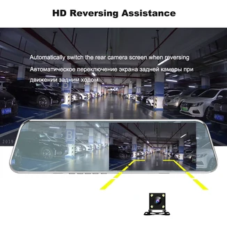 5.18 polegadas Carro DVR Espelho Retrovisor Dupla Lente Touch Screen FHD Carro Gravador de Vídeo da Câmera Com visualização Traseira Dashcam Auto Registrator