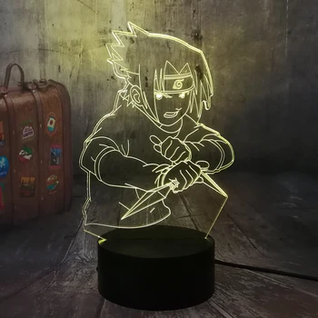 Naruto Uchiha Sasuke do Anime Figura 3D da Noite do DIODO emissor de Luz do USB Remoto RGB Lâmpada de Mesa Bebê Crianças de Aniversário, de Natal lâmpada Decoração do Quarto