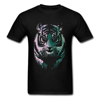 Black T-Shirt De 2018 Tigre Graffiti Design de T-shirt homem Plus Size de Fitness Topo camiseta de Manga Curta, Gola em Tecido Respirável