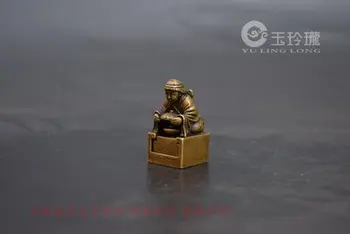 Multa de bronze antigo escultura (mulher. Jinchan) pequenos selos