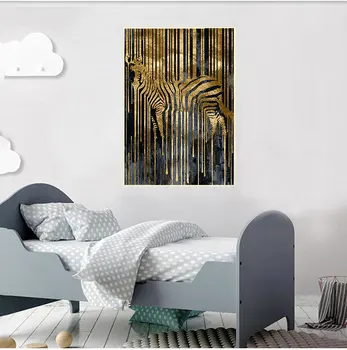 A Arte abstrata de Ouro Zebra Nórdicos Estilo Moderno s Lona Fotos De Sala de estar, Quarto Pintura Decorativa Unframed