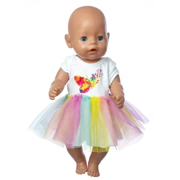 Borboleta Vestido de Terno de Roupa de Boneca Ajuste de 17 polegadas, 43, Roupas de Boneca Bebê Nascido Terno Para o Aniversário do Bebê Festival de Presente