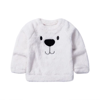 Criança Bebê Meninas Meninos 1T-5T Urso Bonito Camisola de Inverno Quente Top de Manga comprida Pele de Pulôver Grosso Roupas Quentes