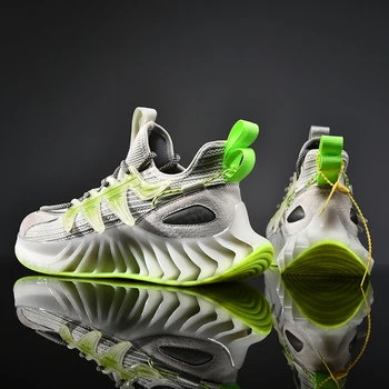 Nova Chama Homens Sapatos Confortáveis e Respirável Lâmina de Calçados Casuais Esportes, Moda de Choque de Absorção de Tênis de Tamanho Grande Tendência