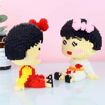 1804pcs+ Chibi Maruko Chan Diamante Blocos de Construção Japão Anime Montado Mini Tijolos Figura Para Crianças