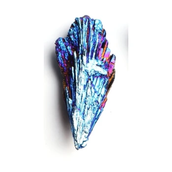 Azul Titânio Banhado A Preto E Turmalina Azul Pavão De Penas De Matérias Pingente De Pedra Amostras Minerais Artesanato Decorativo (Forma Aleatória)