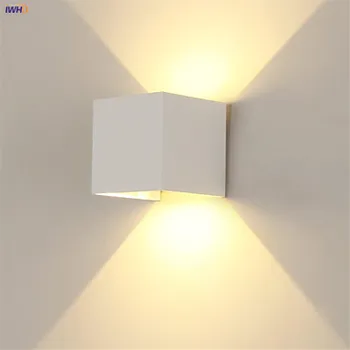 IWHD Quadrado Preto Nórdicos LED Luzes de Parede Para a Iluminação Home do Quarto do Espelho do Banheiro, a Luz Branca Lâmpada de Parede Moderna Wandlamp