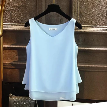 2021 a Marca de Moda feminina blusas de Verão Chiffon mangas de camisa Solid V-pescoço Casual blusa Plus Tamanho 4XL Solta Menina Topo