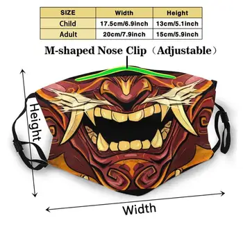 Menpo Oni Impressão 3d Reutilizáveis Boca Máscara Lavável Filtro Anti-Pó de Máscara facial com Máscara de Estilo Oni Menpo Japão Diabo Deamon