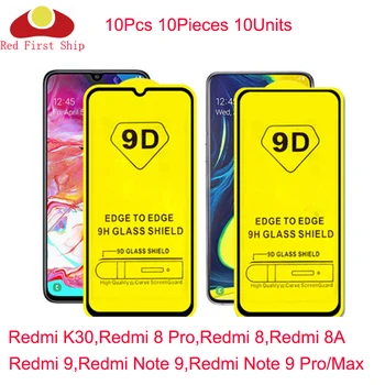 10Pcs 9D Vidro Temperado Para Xiaomi Redmi K30 9 8A 8 Pro Completo Tampa do Protetor de Tela Para REDMI Nota 9 Pro Filme de Max.