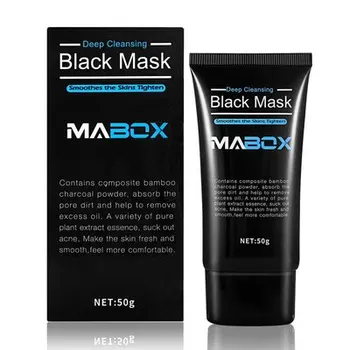 Mabox 50g Preto Máscara de Limpeza Profunda Suaviza as Peles Apertar Espinhas remoção