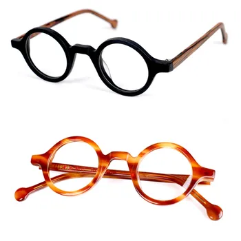 Acetato De Vintage Redondo Pequeno Óculos De Homens, Óculos De Armação De Mulheres Óptico De Prescrição Espetáculo Limpar Óculos