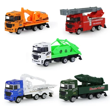 5 Tipos de Crianças Liga de Simulação de Caminhões Brinquedos de bombeiros da Cidade de Polícia Militar de Engenharia do Veículo Fundido e Plástico Modelo de Carro de Presente para o Menino