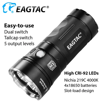 EAGTAC MX30L4C Kit de 4800 Lumens Quatro Lanterna LED Moldura de Aço Inoxidável Cauda Mudar 18650 bateria CR123A 6500K CRI92 4000K Fotógrafo