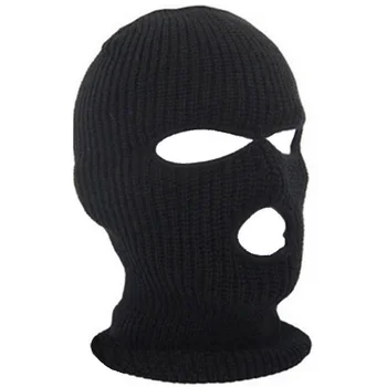 Novos Homens de Chapéu de Malha de Inverno de Estiramento facial Beanies Máscara de Pó de Proteção à prova de Vento Preto Suaves Moda Pac