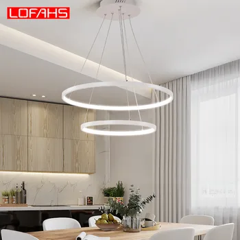 LOFAHS LED Moderna Lustre para Sala de estar, Sala de Jantar Restaurante lobby Anel Pingente de Iluminação do Candelabro Círculo de luz