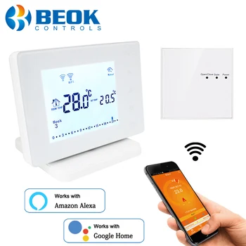 Beok sem Fio wi-Fi Smart Termostato para a Caldeira de Gás Atuador Quarto Controlador de Temperatura Funciona com o Google Home Alexa Alimentado por USB