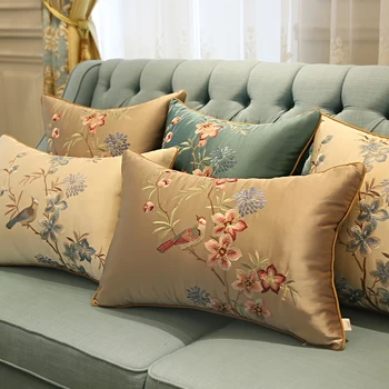 45x45/50x35cm Chinês tradicional bordado de aves capa de almofada decorativas, bordados de seda tecido travesseiro capa de sofá fronha