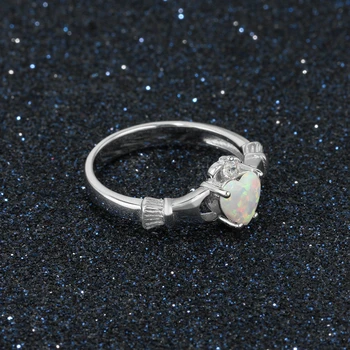 Moda Jóias De Prata 925 Coração Romântico Opala Anéis Para As Mulheres De Luxo Envolvimento De Jóias De Casamento Presentes