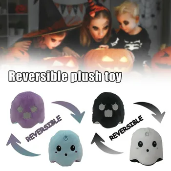 Bonito Virar Luminoso Espírito Boneca Dupla Face Expressão Pode Ser Virado Brinquedo De Pelúcia Presente De Halloween Polvo Plushies