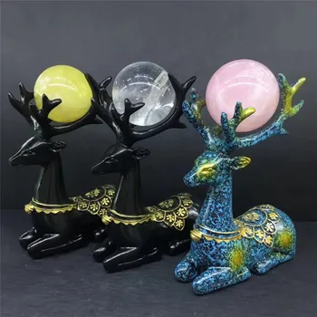 Natural bola de cristal decoração de pedras figuras de stand presentes de decoração de casa de drop Shipping presente de Natal