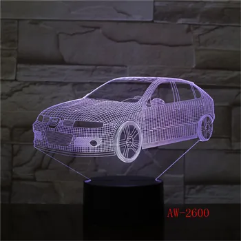 7 Cores Mudando Presentes Criativos Besouro Carro Modelação 3D de Led da Lâmpada de Mesa Usb Botão de Toque do Veículo Luzes da Noite de Crianças AW-2600