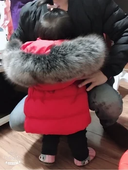Novas crianças inverno em jaquetas para meninas meninos crianças 90% White duck down coats grande fur real com capuz quente parka roupas de bebê ws216