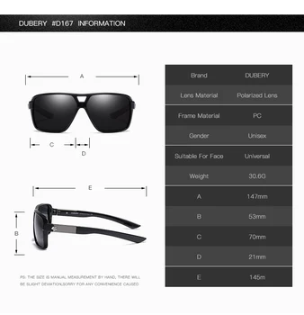 DUBERY Vintage, Óculos de sol Polarizados, Homens de Óculos de Sol Para Homens UV400 Tons de Condução Preto Óculos de Oculos Masculino 8 Cores Modelo 167