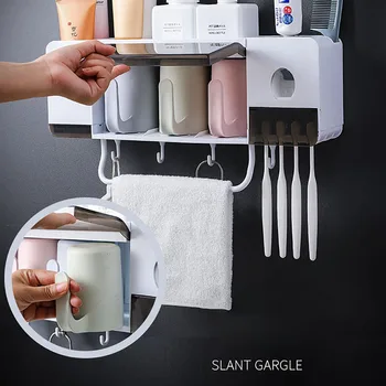 GESEW Multifunções Escova de dentes com Suporte de Parede suporte de Armazenamento de pasta de dente Automáticas Espremedor de Distribuidor de Acessórios de casa de Banho