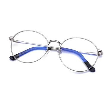 Vintage Retro Redonda De Metal Óculos De Armação Mulheres Homens Anti Luz Azul Bloqueando Computador Armações De Óculos Limpar Lente De Óculos