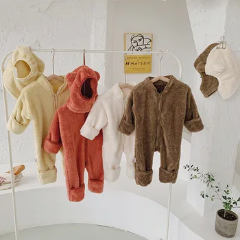 2020 Novo Bebê Meninas Com Chapéu De Romper Algodão Moda Inverno Babys Macacão