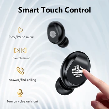 TWS sem Fio Fone de ouvido Fones de ouvido 5.0 Bluetooth IPX5 Impermeável de Esportes 3D de Som Estéreo de Fones de ouvido fone de ouvido Com Caixa-carregador