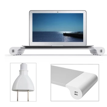 Besegad Liga de Alumínio Suporte de Monitor Barra de Espaço Dock Secretária Riser com 4 Portas USB para iMac MacBook Computador Laptop Gadgets Plug EUA