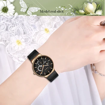LIGE Novas Mulheres Relógio de forma Criativa Senhora Casuais Relógios de Aço Inoxidável da Malha Banda Elegante Design de Luxo Relógio de Quartzo para Mulheres