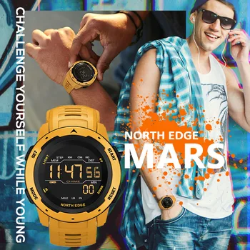 BORDA NORTE de Marte Homens Inteligentes Assistir Esportes dos Homens os Relógios de Hora Dupla Pedômetro Relógio Despertador 50M Impermeável Relógio Digital Relógio Militar